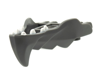 Dragon Head (Ninjago) Jaw with Large Spike and 2 Bar Handles on Back with White Teeth Pattern, 76923pb01 Dark Bluish Gray U