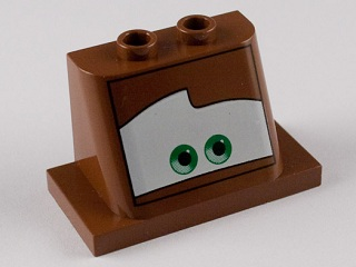 Windscreen 2 x 3 x 2 with 2 x 4 Base with Green Eyes Looking Straight on White Background Pattern, 93598pb01 Reddish Brown U