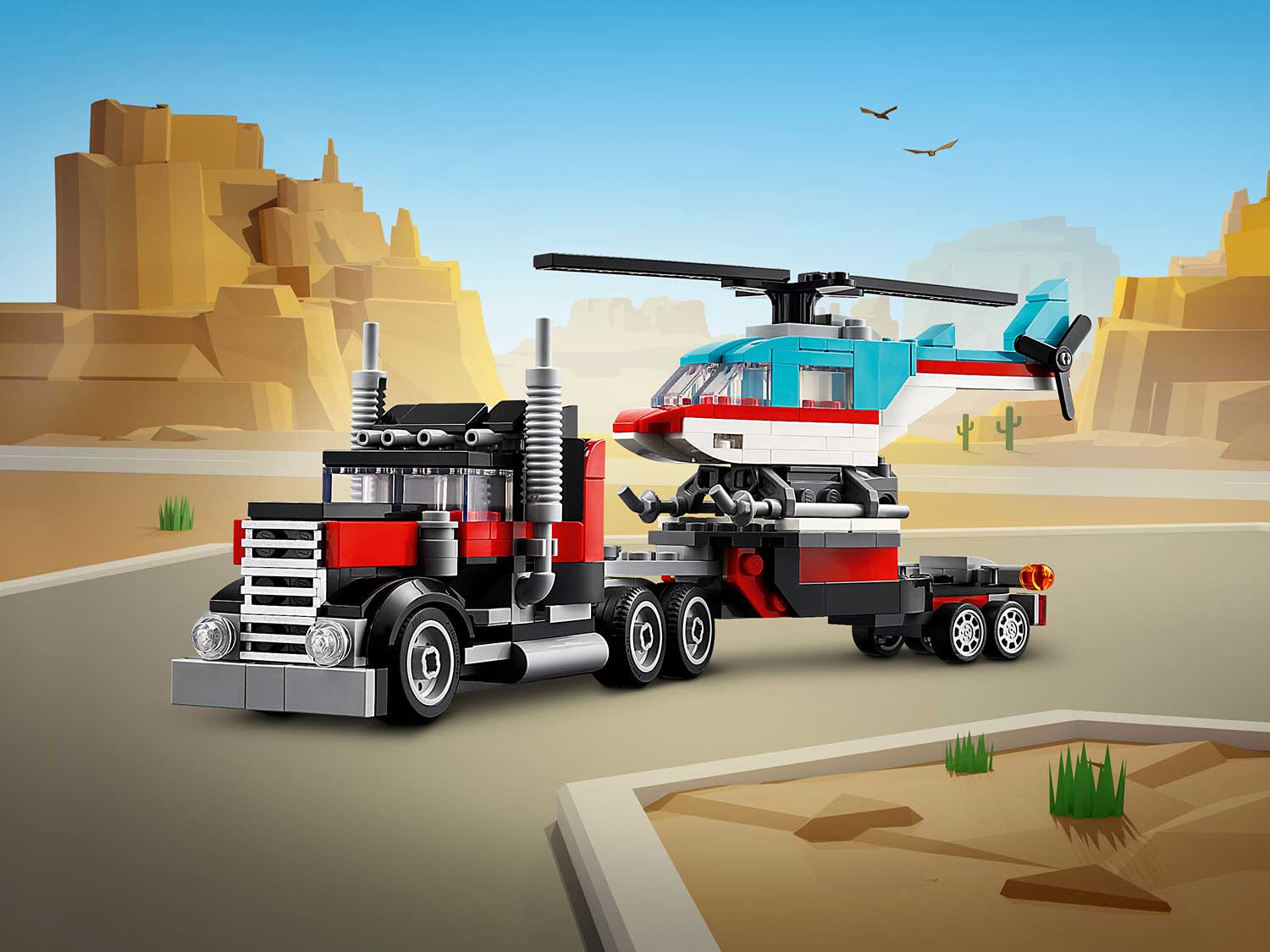 Конструктор LEGO Creator 31146 Грузовик-платформа с вертолетом 3в1