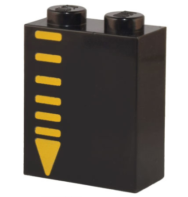 Brick 1 x 2 x 2 with Inside Stud Holder with Bright Light Orange Lines and Triangle Pattern, 3245cpb199 Black U