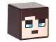 Minifigure, Head, Modified Cube with Pixelated Light Nougat Face, Medium Azure Eyes, and Black Eyebrows Pattern (Minecraft Skin), 19729pb019  