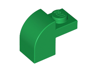 Slope, Curved 2 x 1 x 1 1/3 with Recessed Stud, 6091 Green N