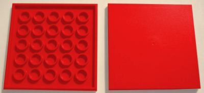 Tile 6 x 6 with Bottom Tubes, 10202 Red N