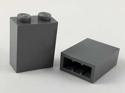 Деталь Lego Brick 1 x 2 x 2 with Inside Stud Holder 3245c Dark Bluish Gray U
