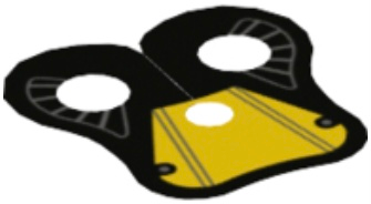 Minifigure Armor Pauldron Cloth with Black Neck and 2 Circles, 4 Thin Gray Stripes Pattern, 78878 Yellow U