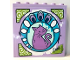 Panel 1 x 6 x 5 with Medium Lavender Cat Design in Light Aqua and Medium Azure Circles and 'Emma' Pattern (Sticker) - Set 41365, 59349pb222  