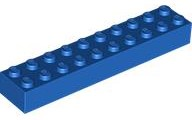 Brick 2 x 10, 3006 Blue U