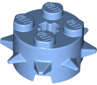 Brick, Round 2 x 2 with Spikes and Axle Hole 27266 Medium Blue N