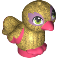 Птица Lego  Animal, Air 35074pb05  Friends / Elves, Feet Joined with Pearl Gold Body and Lime Eyes Pattern Coral U