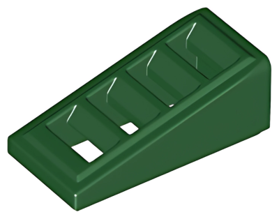Деталь LEGO Slope 18 2 x 1 x 2/3 with Grille 61409 (18863, 67119) Dark Green U