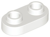 Plate, Round 1 x 2 with Open Studs, 35480 White N