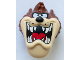 Minifigure, Head, Modified Looney Tunes Taz with Red Tongue, Tan Face and White Teeth Pattern, 75038pb01  