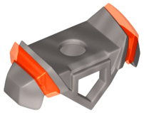 Minifigure Armor Breastplate with Pentagonal Cutout on Front and 2 Studs on Back, Angular Shoulders with Molded Trans-Neon Orange Ridges Pattern, 28350pb02 Flat Silver U