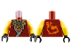 Torso Ninja Robe with Sand Blue Hems and Red Lines over Orange Shirt, Dark Tan Ornate Necklace, Ninjago Logogram 'WF!' and Flame with Face Logo on Back Pattern / Yellow Arms / Black Hands, 973pb5558c01  