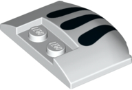 Wedge 3 x 4 x 2/3 Triple Curved with Three Black Lines Comma Claw Pattern, 93604pb09 White U