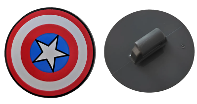 Деталь LEGO Щит Lego Minifigure, Shield Circular Convex Face, Concentric Rings, Star in Blue Circle Pattern (Captain America) 75902pb13 U