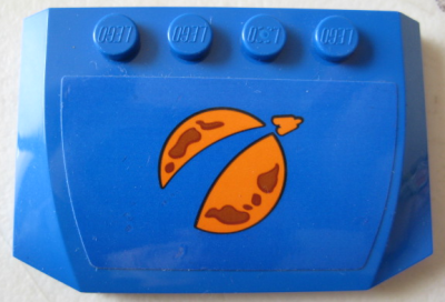 Wedge 4 x 6 x 2/3 Triple Curved with Orange City Mars Exploration Logo on Blue Background Pattern (Sticker) - Set 60229, 52031pb167 Blue U