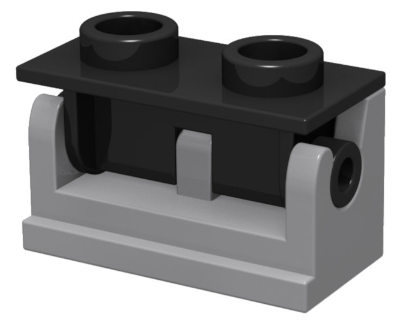 Hinge Brick 1 x 2 with Black Top Plate (3937 / 3938), 3937c02 Light Bluish Gray U