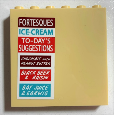 Panel 1 x 6 x 5 with 'FORTESQUES', 'ICE-CREAM', 'TO-DAY'S SUGGESTIONS', and Flavors Pattern (Sticker) - Set 75978, 59349pb245 Tan U