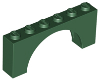 Деталь Lego Арка Arch 1 x 6 x 2 - Medium Thick Top without Reinforced Underside 15254 Dark Green N