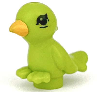 Bird, Friends / Elves with Bright Light Orange Beak and Black Eyes Pattern, 98388pb02 Lime U
