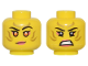 Minifigure, Head Dual Sided Female Gold Stripes Face Paint, Coral Lips and Eye Shadow, Orange Eyes, Lopsided Grin / Bared Teeth Pattern, 3626pb3368  