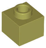 Brick, Modified 1 x 1 x 2/3 with Open Stud, 86996 Olive Green U