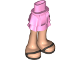 Mini Doll Hips and Skirt Layered, Light Nougat Legs and Pearl Dark Gray Sandals Pattern - Thick Hinge, 92250c00pb20