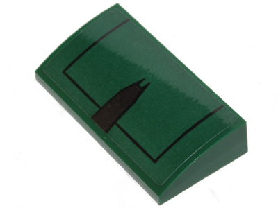 Slope, Curved 2 x 4 x 2/3 with Bottom Tubes with Black Lines and Dark Brown Wedge Pattern (Sticker) - Set 75248, 88930pb107 Dark Green U
