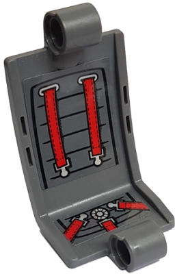 Technic, Panel Curved 3 x 5 x 3 with Dark Bluish Gray Cushions and Red Seat Belts on Inside Pattern (Stickers) - Set 42057, 24116pb013 Dark Bluish Gray U