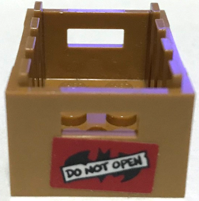 Container, Crate 3 x 4 x 1 2/3 with Handholds with Batman Logo and Black 'DO NOT OPEN' on Red Background Pattern (Sticker) - Set 70922, 30150pb04 Medium Nougat U