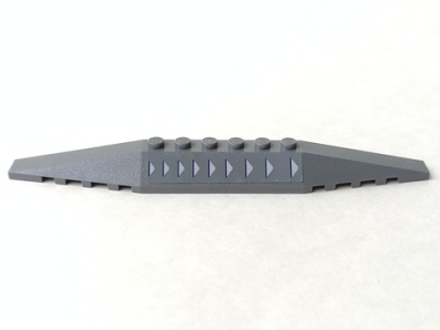 Wedge 2 x 16 Triple with 9 Light Bluish Gray Triangles Pattern Model Right Side (Sticker) - Set 8095, 30382pb02R Dark Bluish Gray U