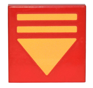 Tile 2 x 2 with Yellow Triangle Arrow and 2 Lines Pattern, 3068pb2010 Red U