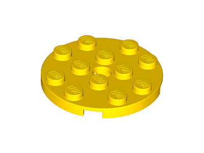 Деталь LEGO Plate, Round 4 x 4 with Hole 60474 Yellow U