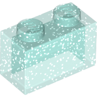 Brick 1 x 2 without Bottom Tube, 3065 Glitter Trans-Light Blue N