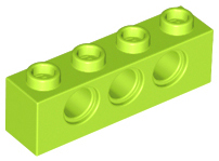 Technic, Brick 1 x 4 with Holes, 3701 Lime N