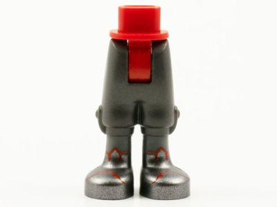 Mini Doll Hips and Pearl Dark Gray Trousers Cropped, Dark Bluish Gray Socks, Silver Shoes with Red Trim Pattern - Thick Hinge, 92251c77pb01 Red U