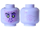 Minifigure, Head Alien Medium Lavender Face, Black Eyebrows, Lime Pupils with White Glints and Dark Purple Eyes, Spots and Dimple, Wrinkles on Back Pattern, 3626pb3574  