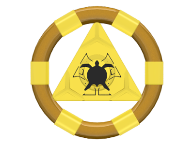 Ring with Center Triangle with Gold Bands and Turtle Pattern (Atlantis Treasure Key), 87748pb02 Trans-Yellow U