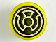 Tile, Round 1 x 1 with Black and White Yellow Lantern Logo Pattern, 98138pb114  