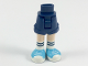 Mini Doll Hips and Shorts Folded Hem with Light Nougat Legs, White Socks with Dark Blue Stripes, and Medium Azure Shoes with White Soles and Laces Pattern - Thick Hinge, 11202c00pb13