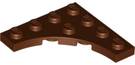 Plate, Modified 4 x 4 with 3 x 3 Curved Cutout, 35044 Reddish Brown N