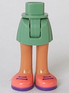 Mini Doll Hips and Skirt, Nougat Legs and Coral and Dark Purple Shoes with Laces Pattern - Thick Hinge, 92252c00pb034 Sand Green U