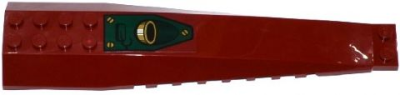 Wedge 16 x 4 Triple Curved with Reinforcements with Dark Green Panel with 3 Screws, Exhaust Pipe and Crack Pattern (Sticker) - Set 70735, 45301pb038 Dark Red U