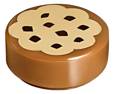 Деталь LEGO Tile, Round 1 x 1 with Cookie Tan Frosting and Chocolate Sprinkles Pattern 98138pb014 Medium Nougat U