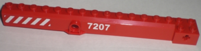 Crane Arm Outside, Wide with Pin Hole at Mid-Point with '7207' and Red and White Danger Stripes Pattern on Both Sides (Stickers) - Set 7207, 57779pb003 Red U
