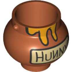 Minifigure, Utensil Pot Small with Handle Holders and Dripping Honey and 'HUNNY' Pattern, 98374pb04 Dark Orange U