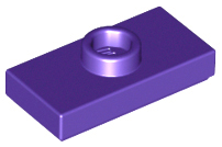 Plate, Modified 1 x 2 with 1 Stud with Groove and Bottom Stud Holder (Jumper), 15573 Dark Purple U