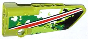 Technic, Panel Fairing # 4 Small Smooth Long, Side B with Red and White Stripe on Black, White and Green Camouflage Pattern (Sticker) 64391pb010