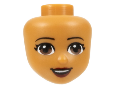 Mini Doll, Head Friends with Reddish Brown Eyes, Dark Red Lips and Open Mouth Smile Pattern, 37591 Medium Nougat U